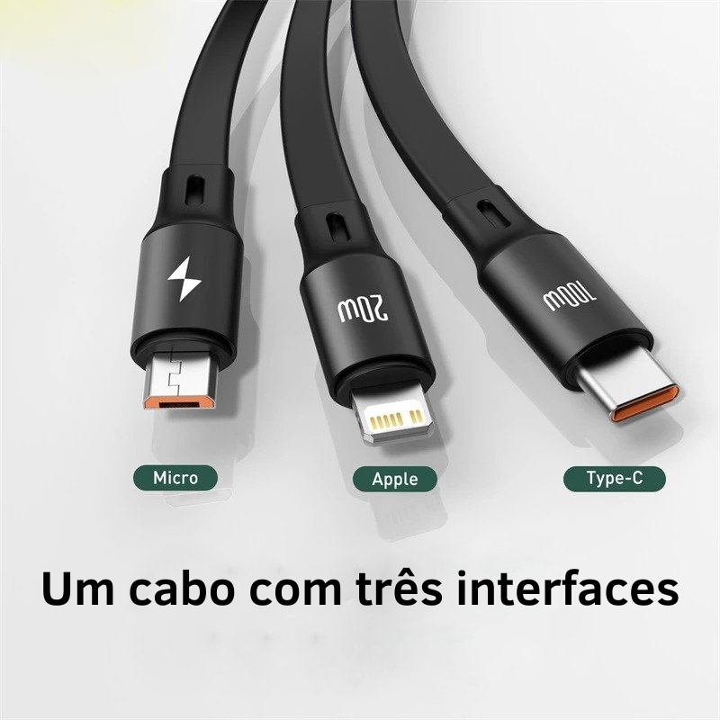 Cabo USB Retrátil Transmissão Turbo  - 3 em 1